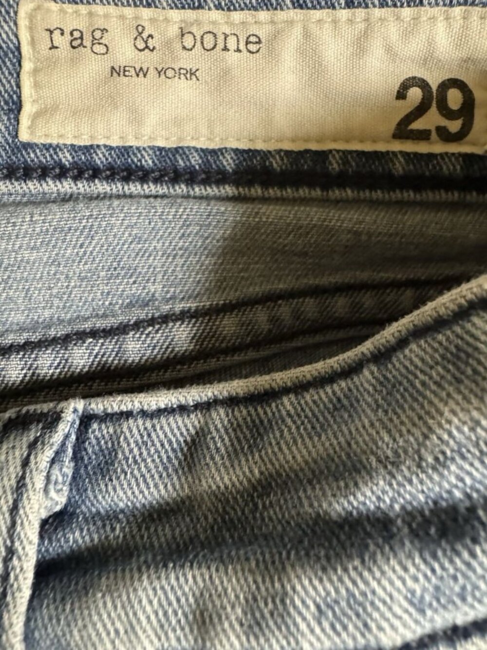 Rag & Bone Distressed Cropped Jeans Raw Hem Skinny Denim Size 29 - Picture 3 of 4